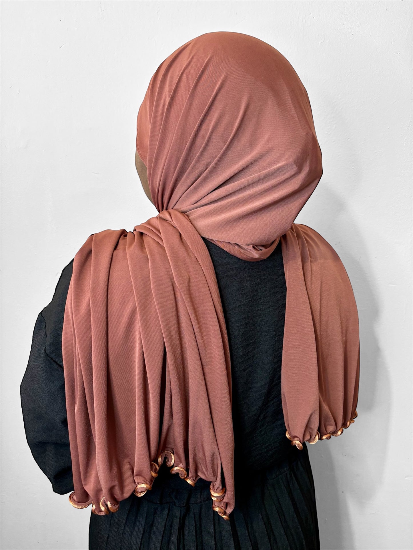 Hijab jersey premium frisé - Marron auburn