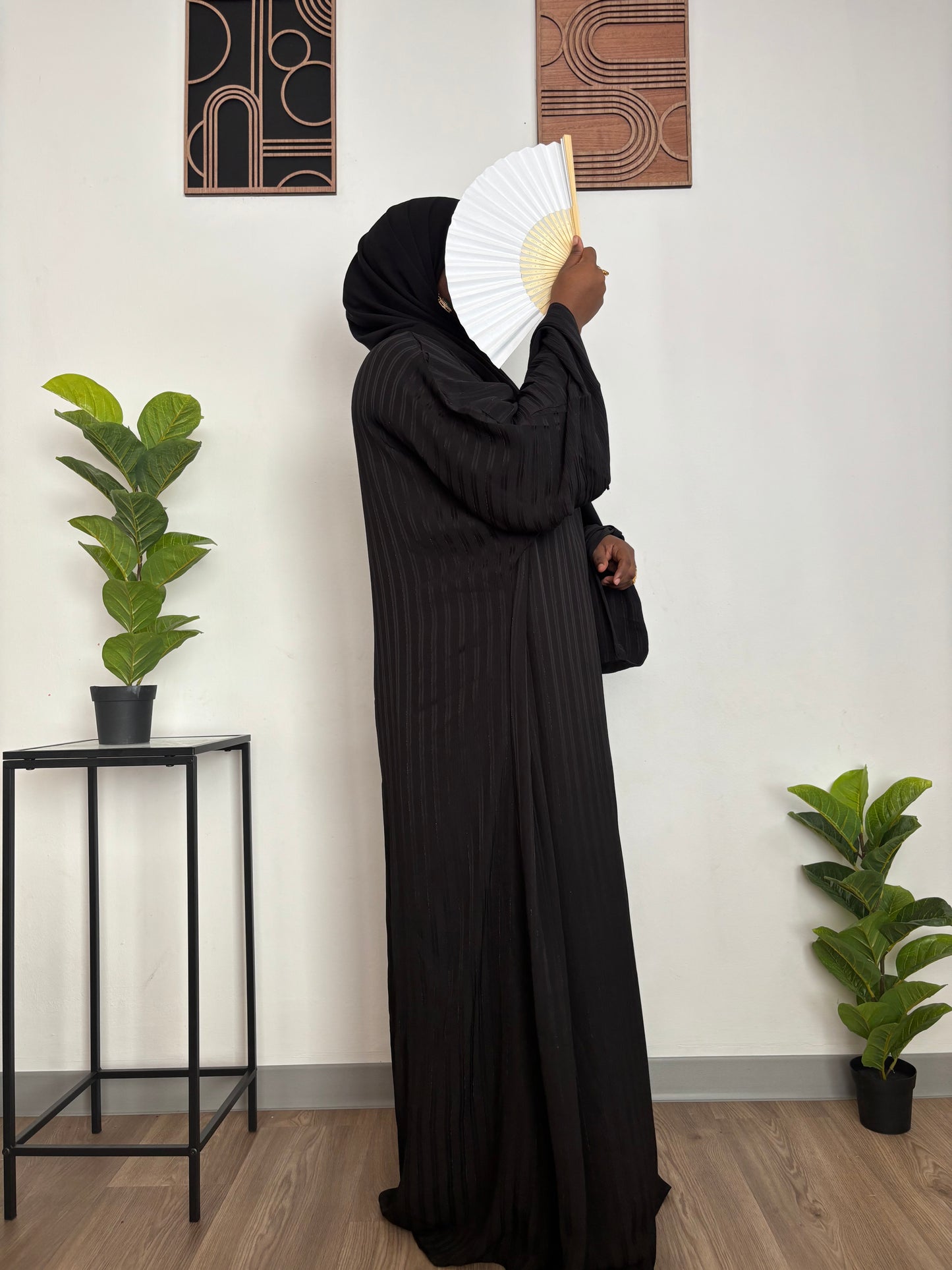 abaya rayure - noir