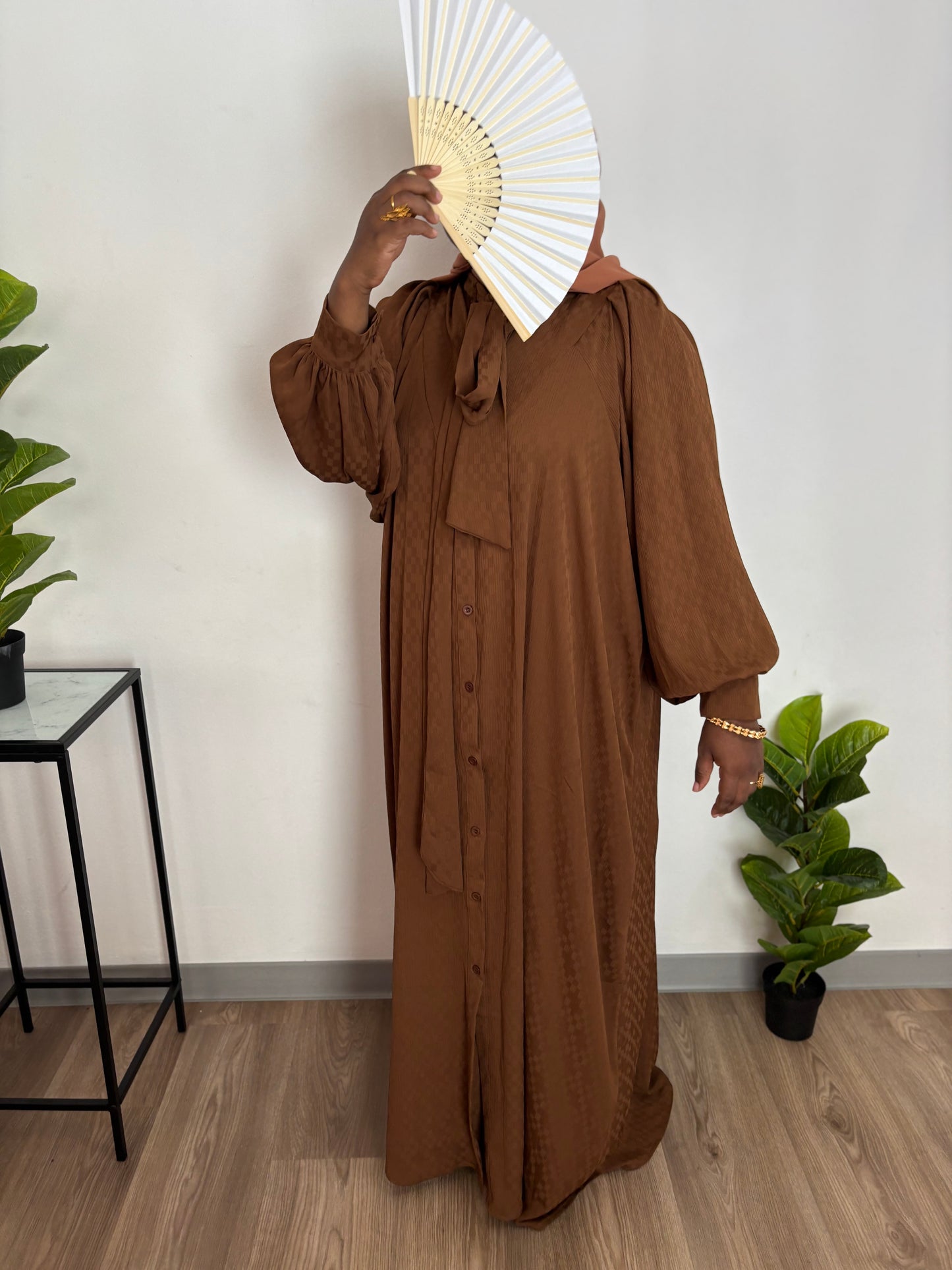 abaya robe damier - marron