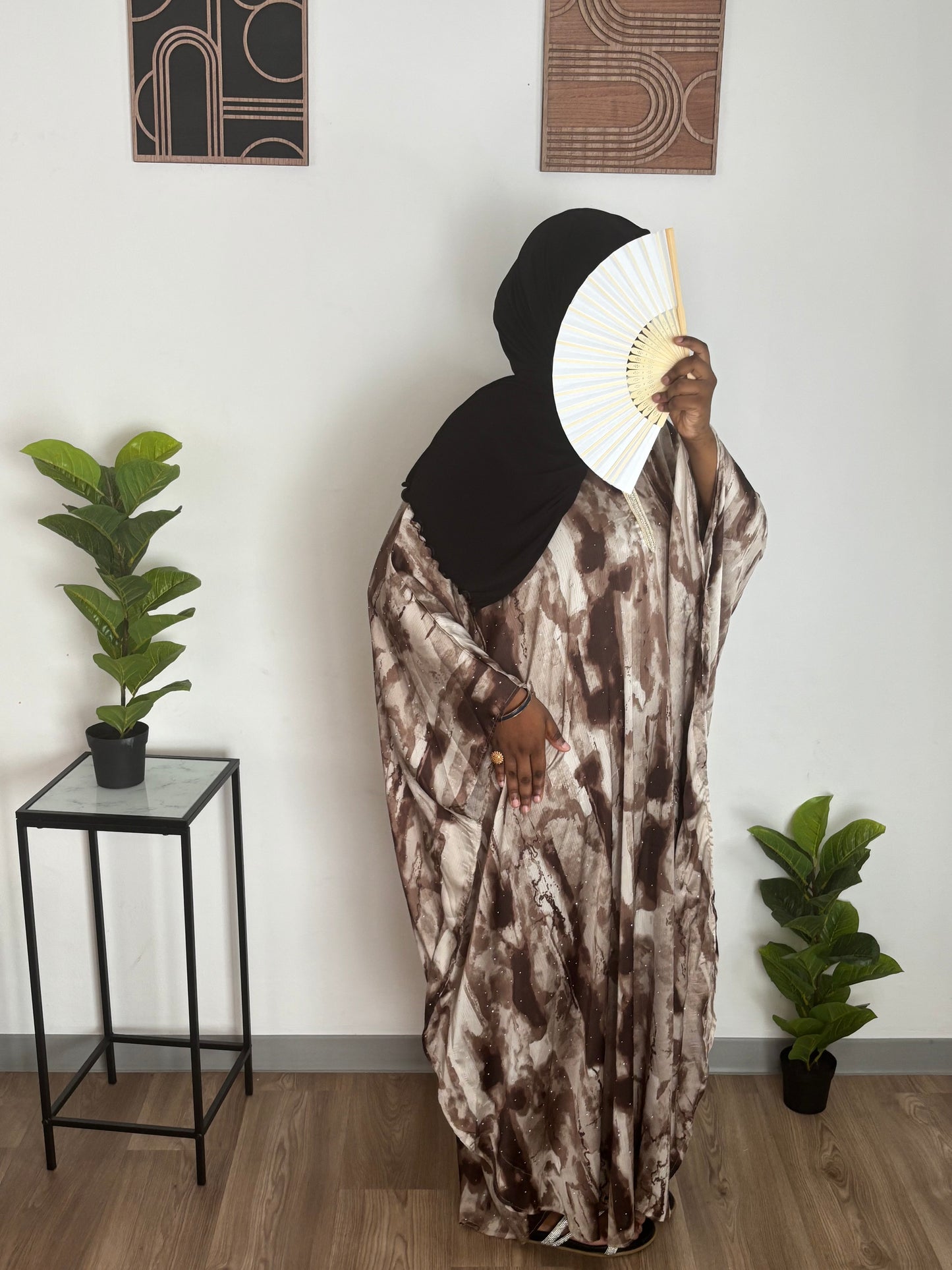 abaya papillon marron