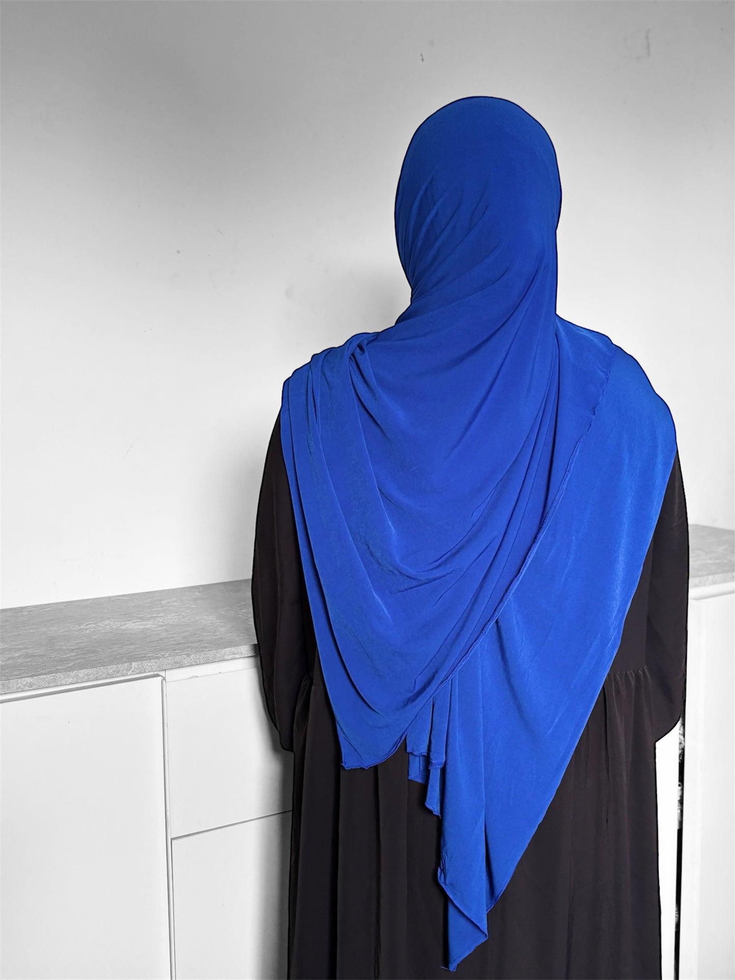 hijab bleu jersey premium de luxe