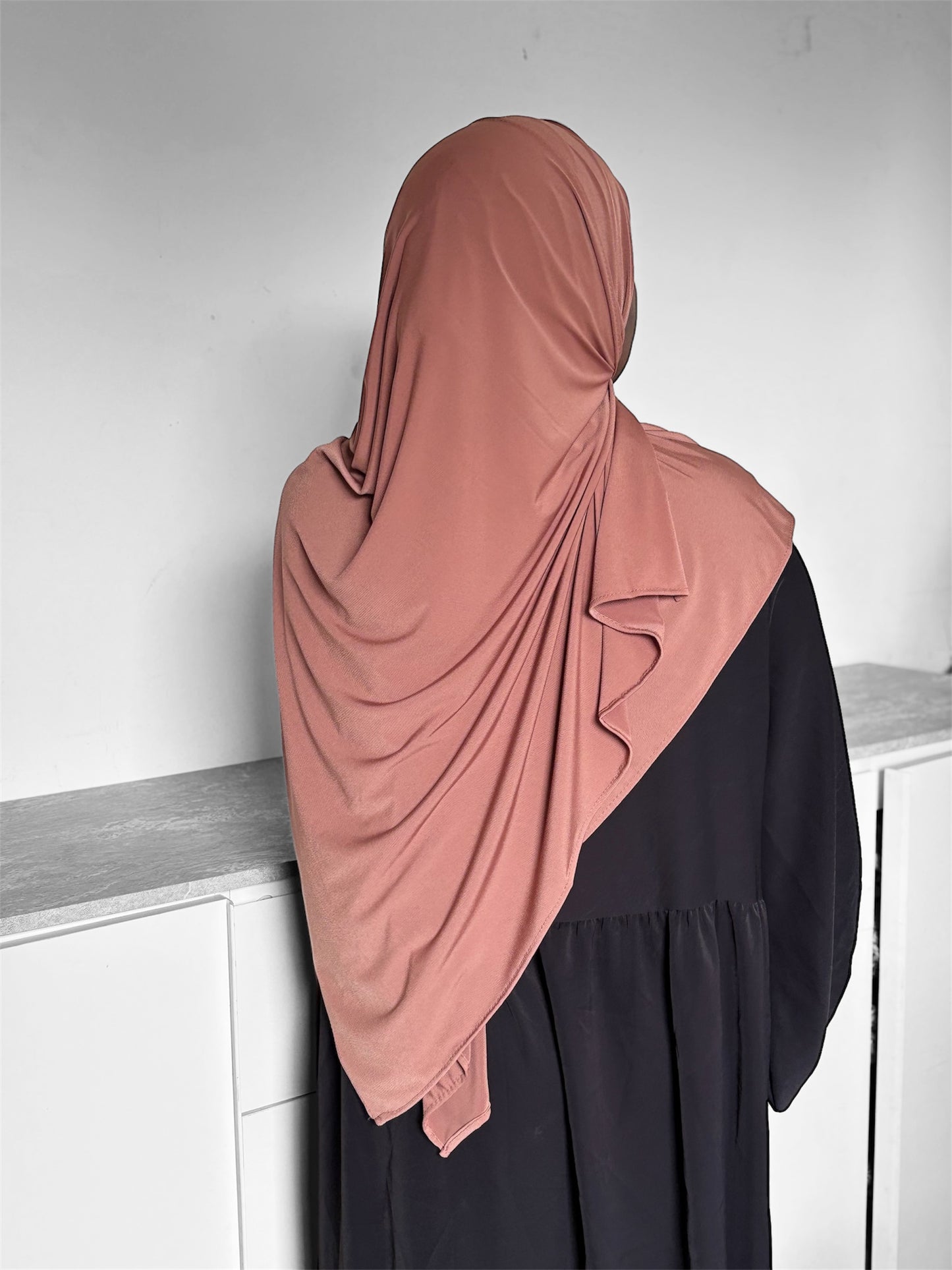 hijab marron jersey premium de luxe