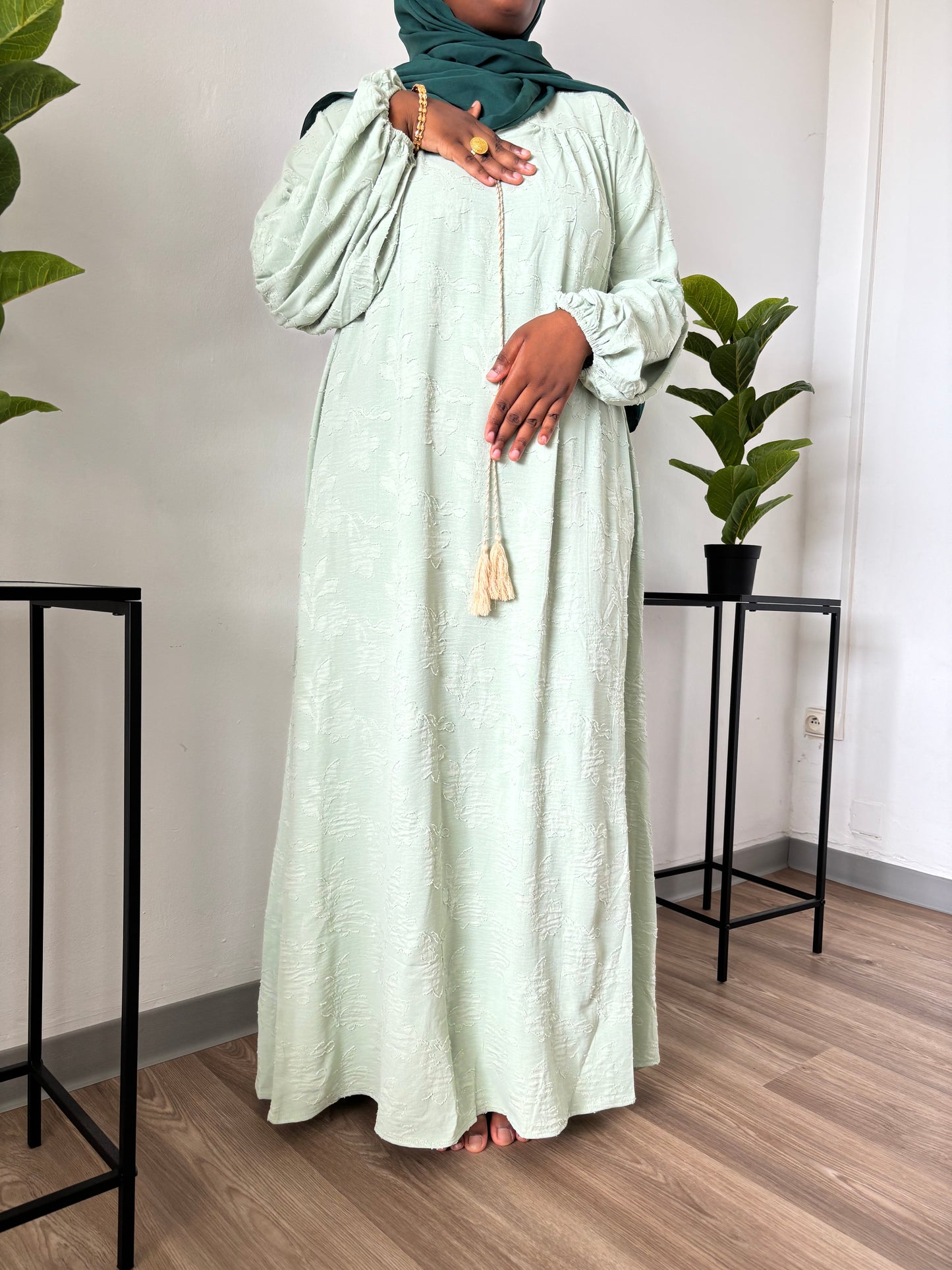 Robe abaya Zara - Vert clair