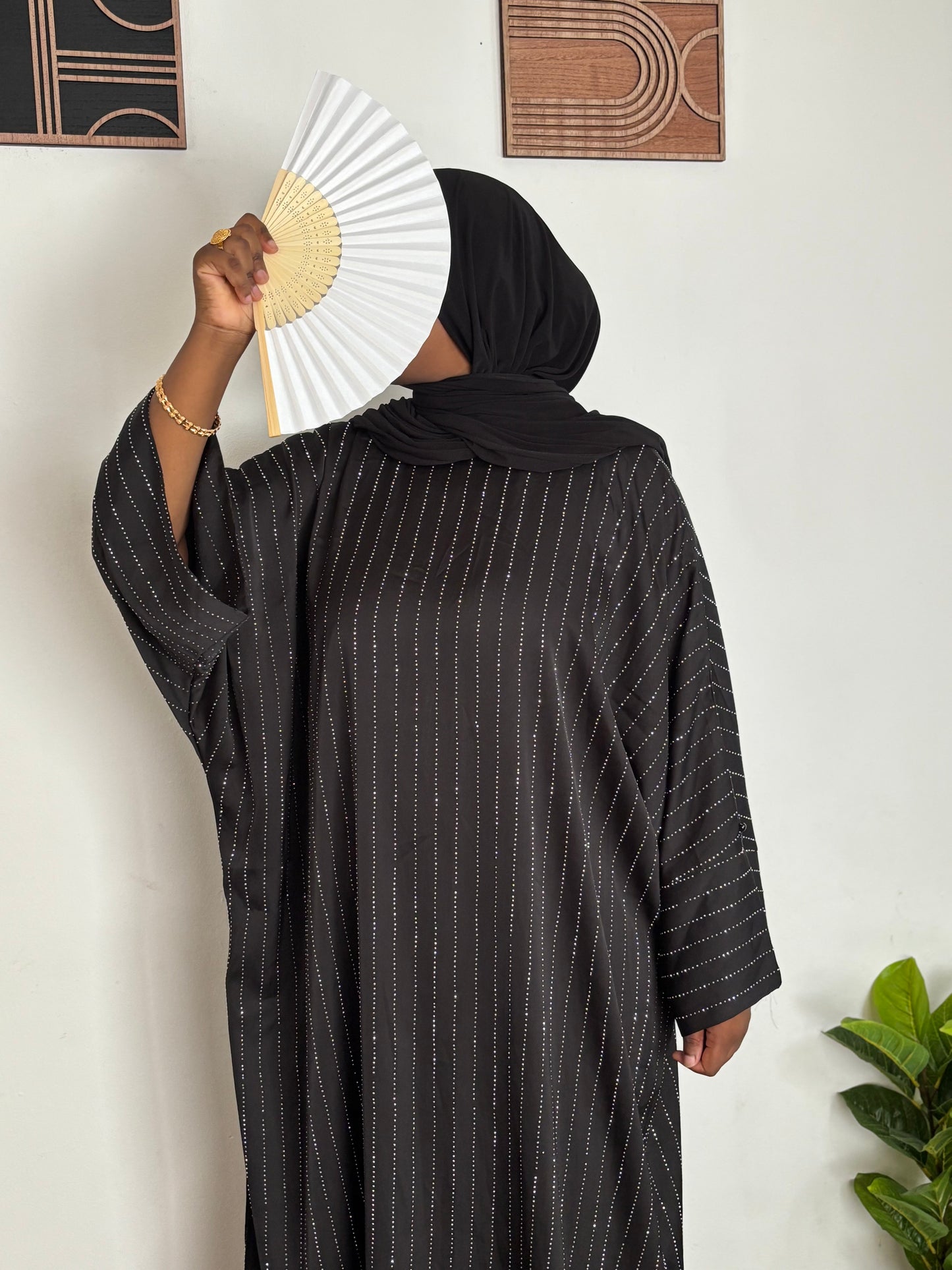 abaya strass - Noir 