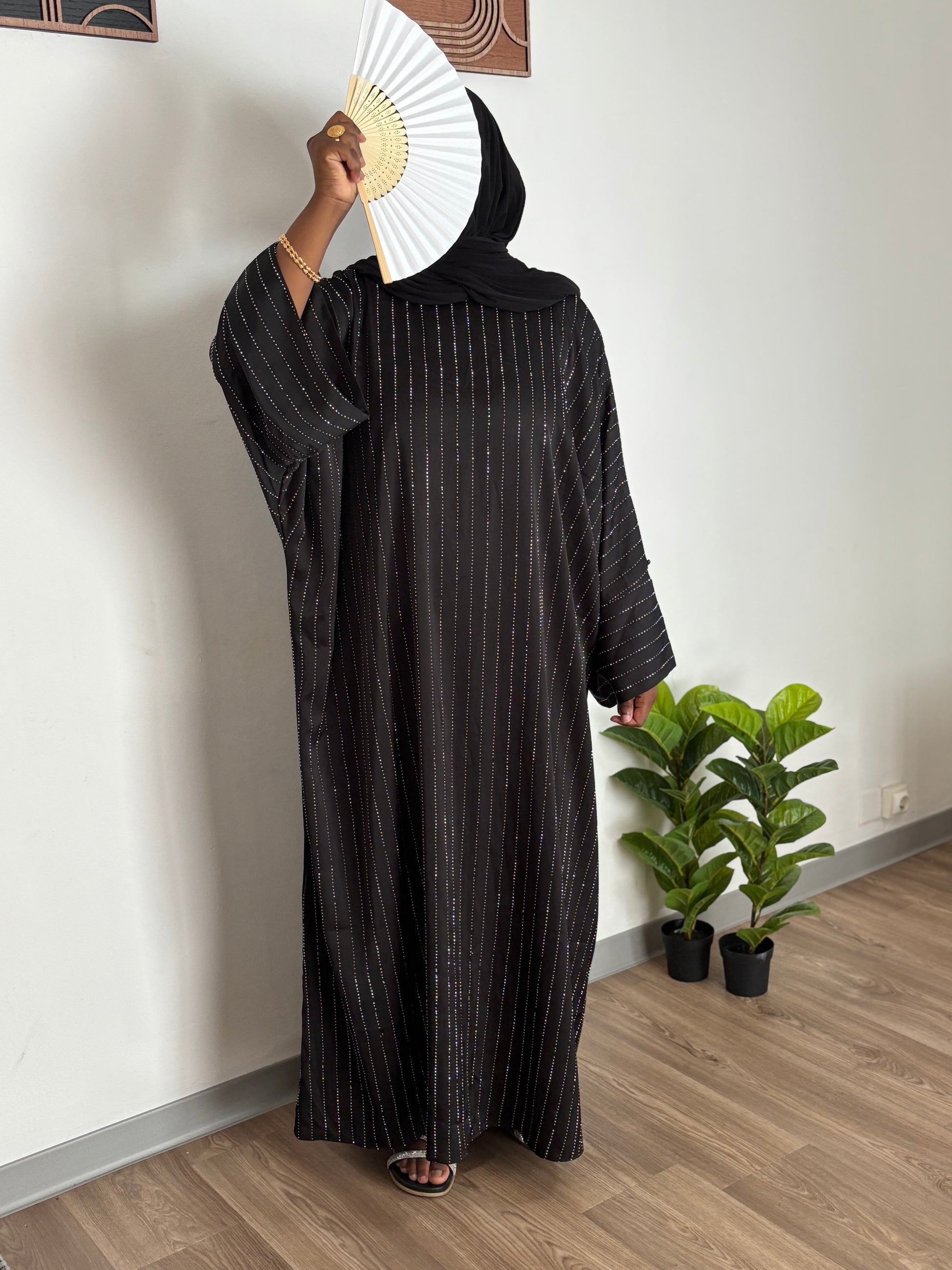 abaya strass - Noir 