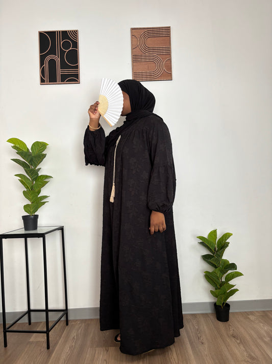 abaya a motif - noir 