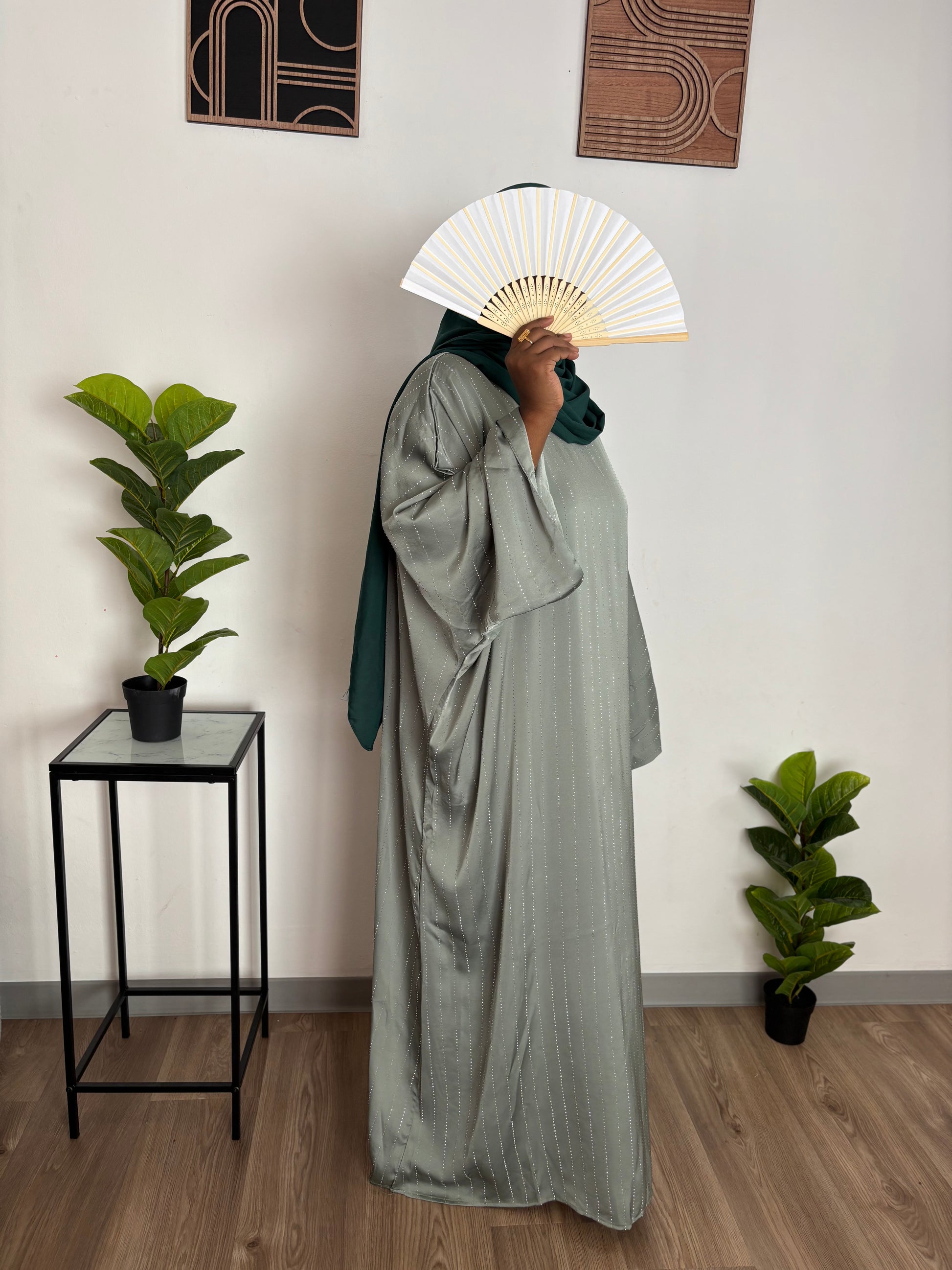 abaya strass - Olive 